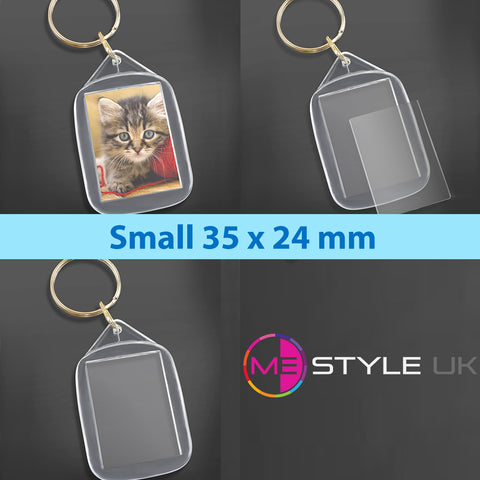 Blank Clear Acrylic Keyrings - Make Your Own - Small 35mm x 24mm